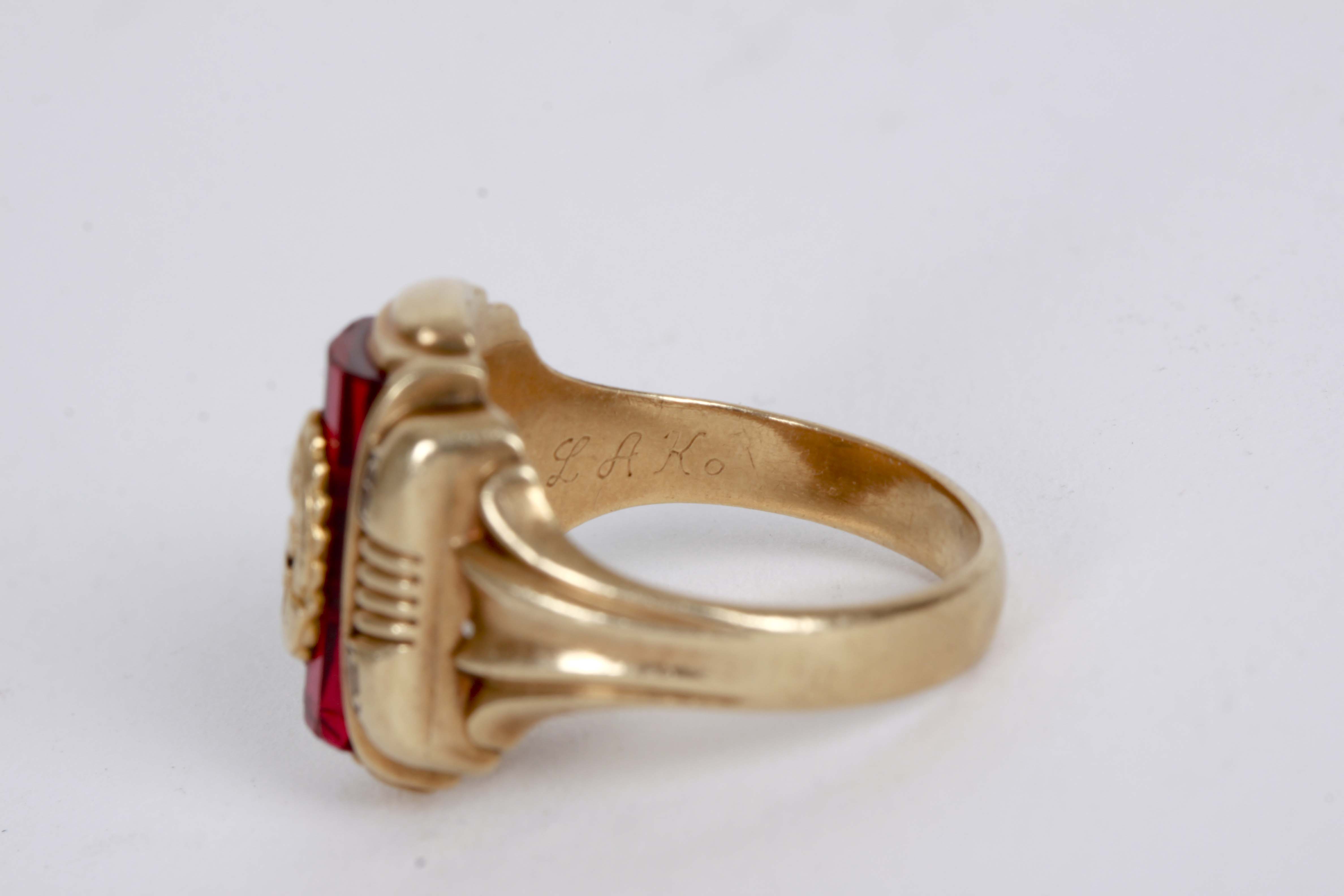 10K Yellow Gold Synthetic Ruby Class Ring