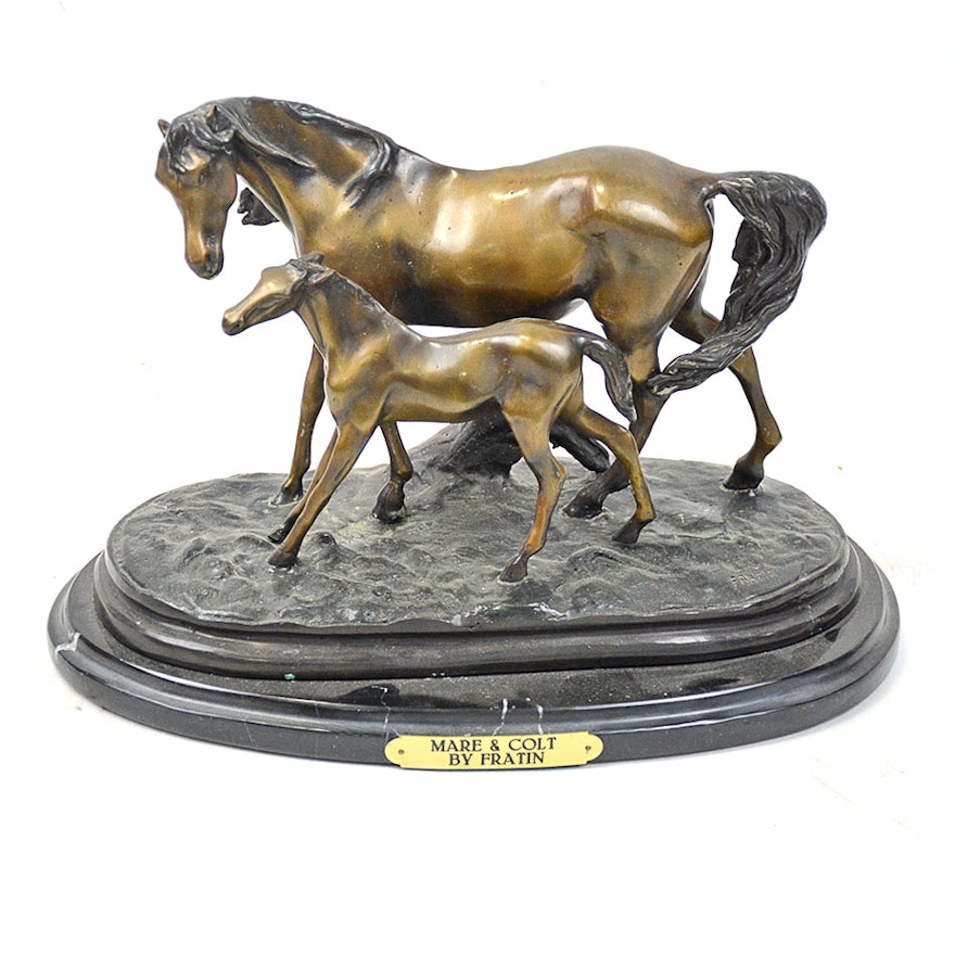 Reproduction Bronze After Christopher Fratin "Mare and Colt"