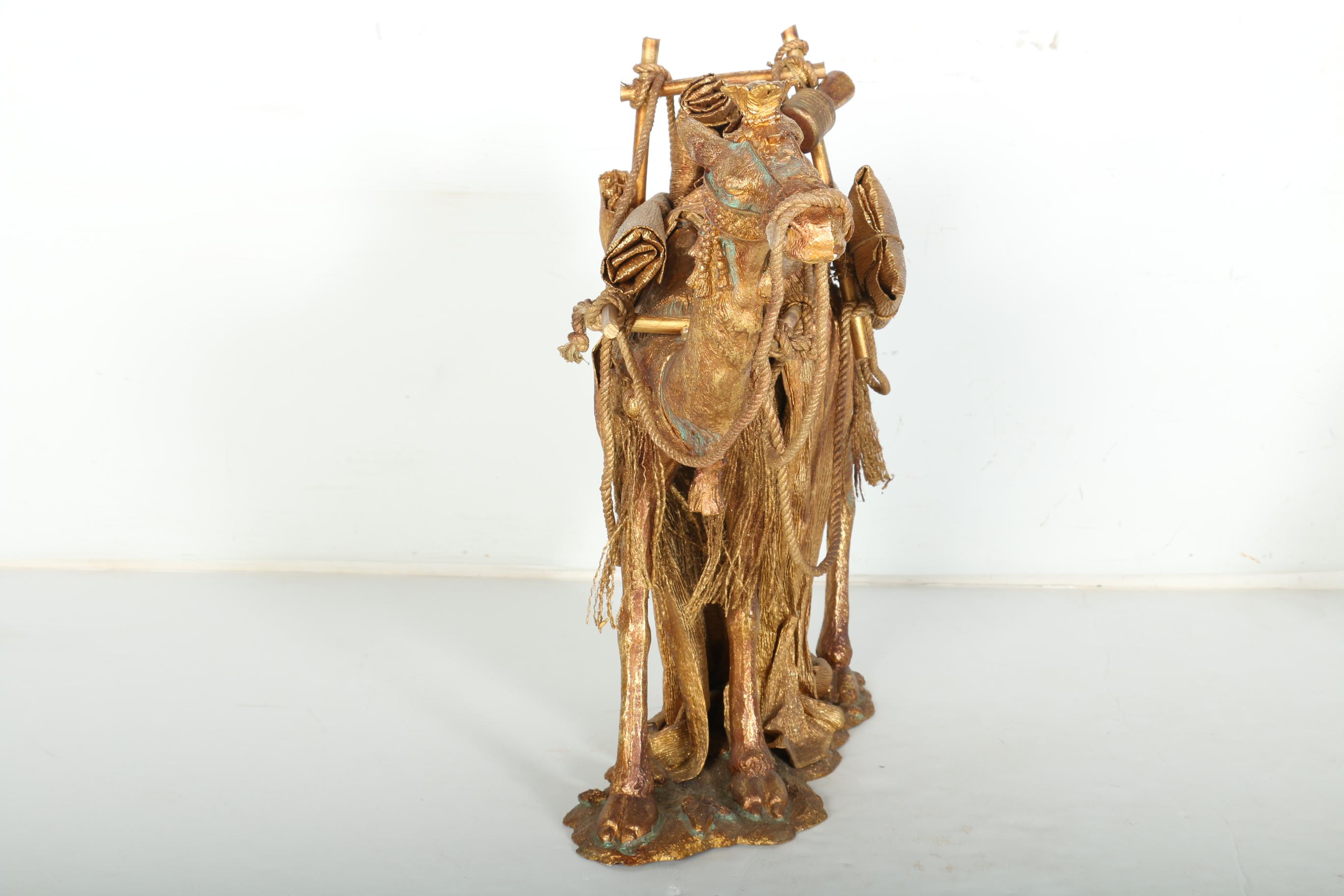 Gold Tone Decorative Camel Statues