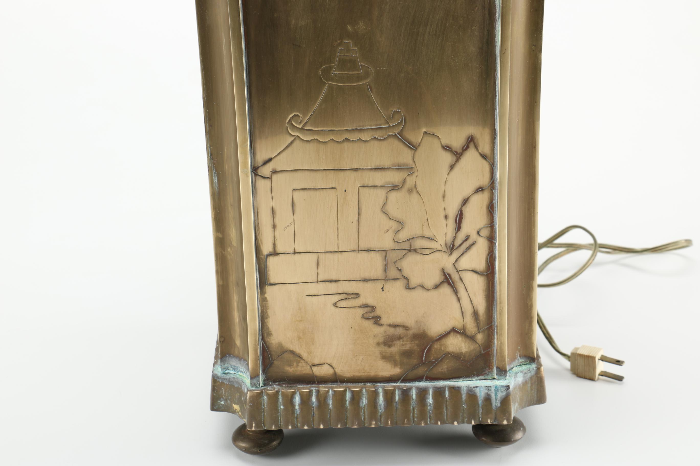 Brass Chinoiserie Tea Caddy Form Lamp