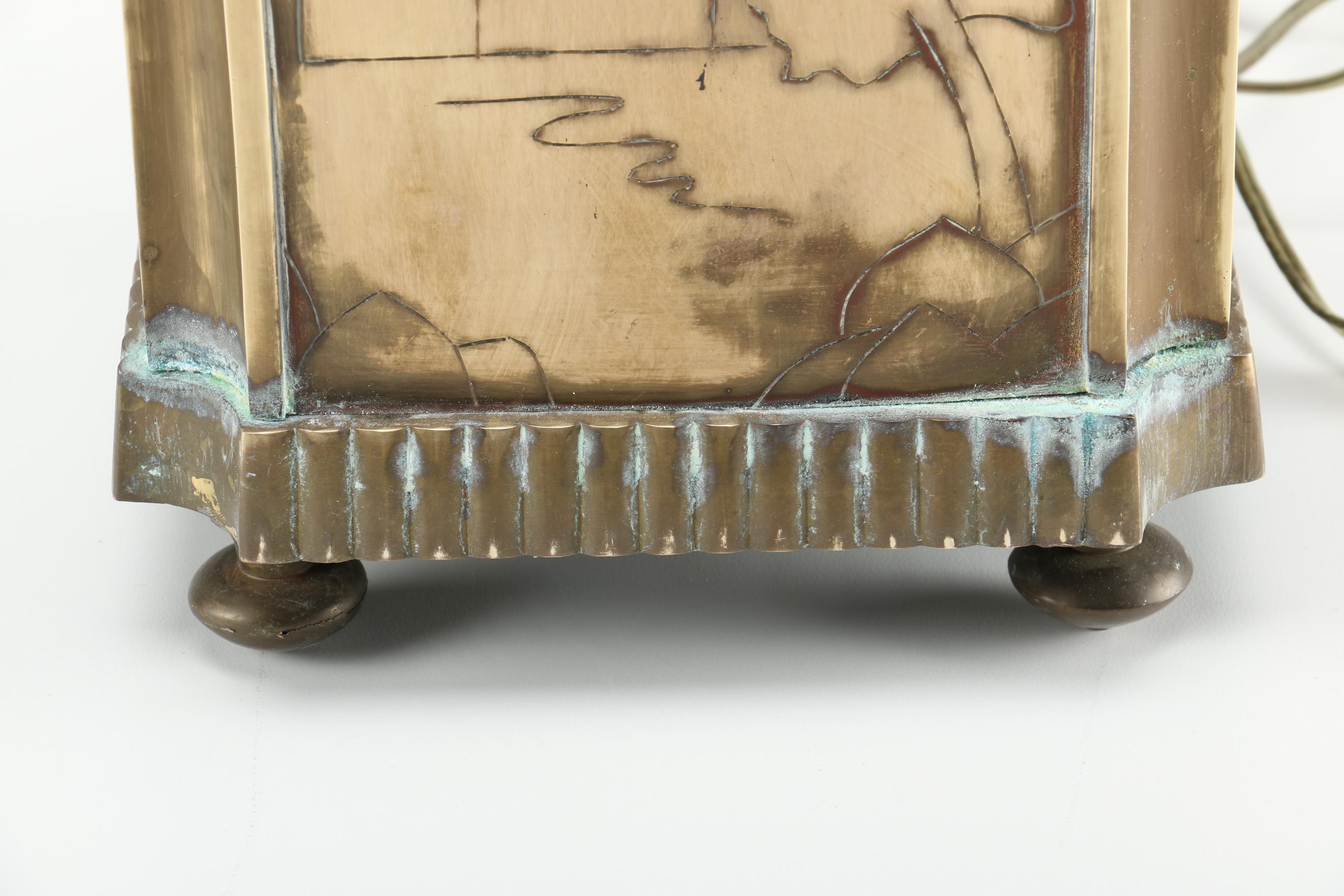 Brass Chinoiserie Tea Caddy Form Lamp