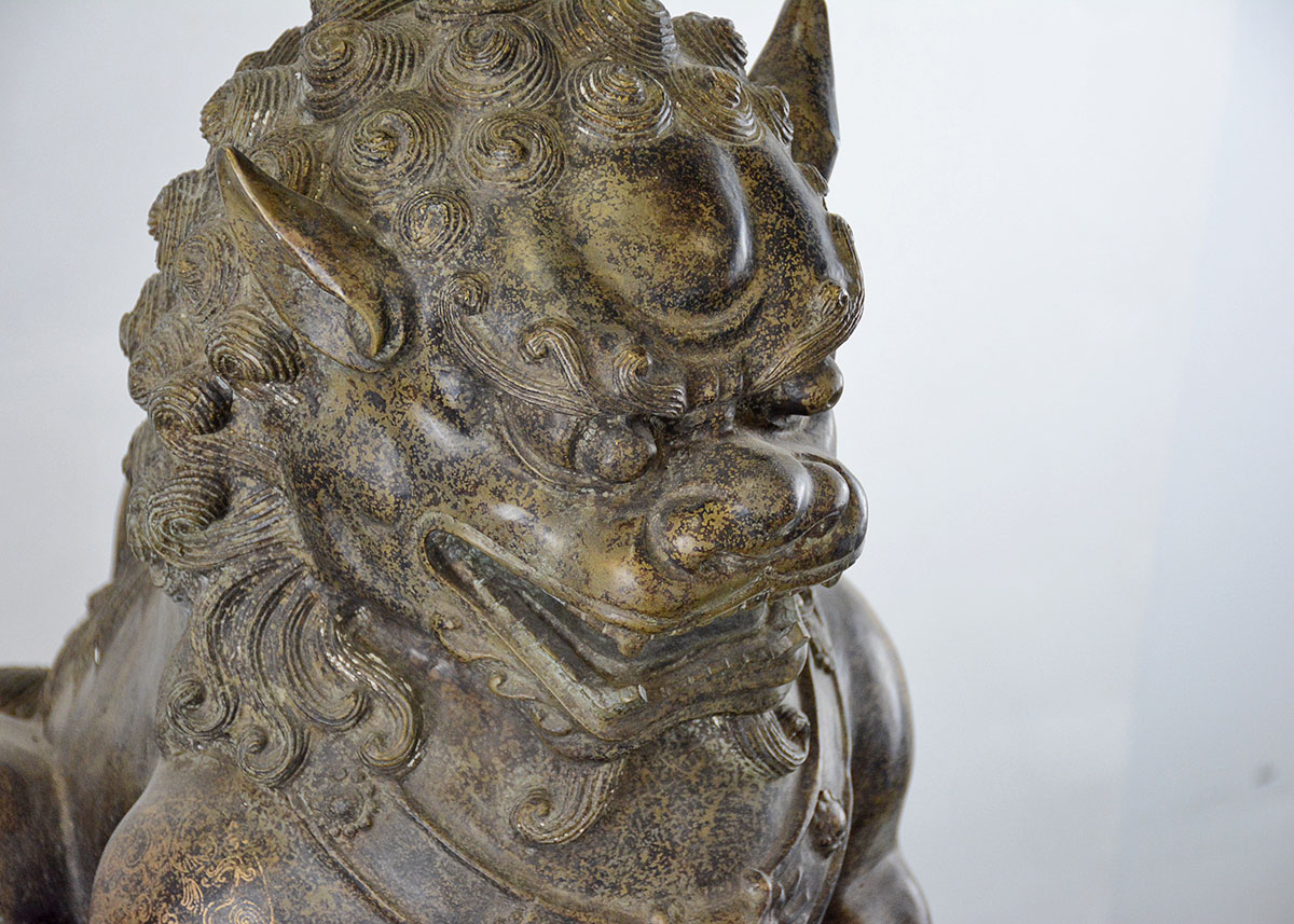 Antique Bronze Guardian Lion  Statue