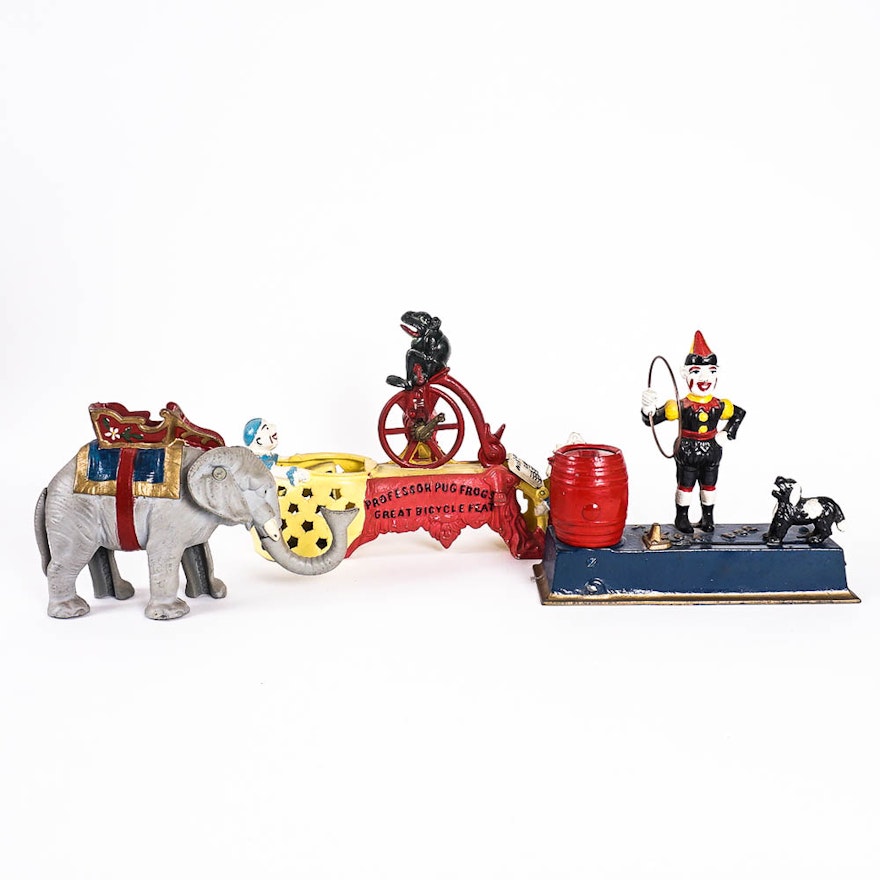 Reproduction Cast Iron Circus Coin Banks