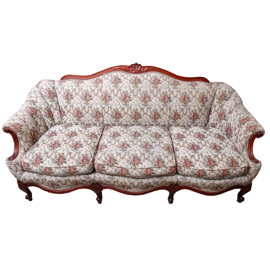 Provincial Louis XV Style Sofa in Floral Upholstery