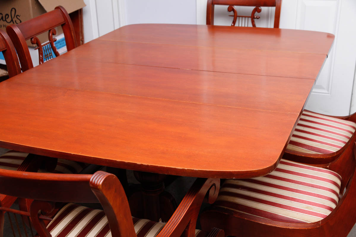 Vintage Federal Style Dining Table With Tell City Chairs
