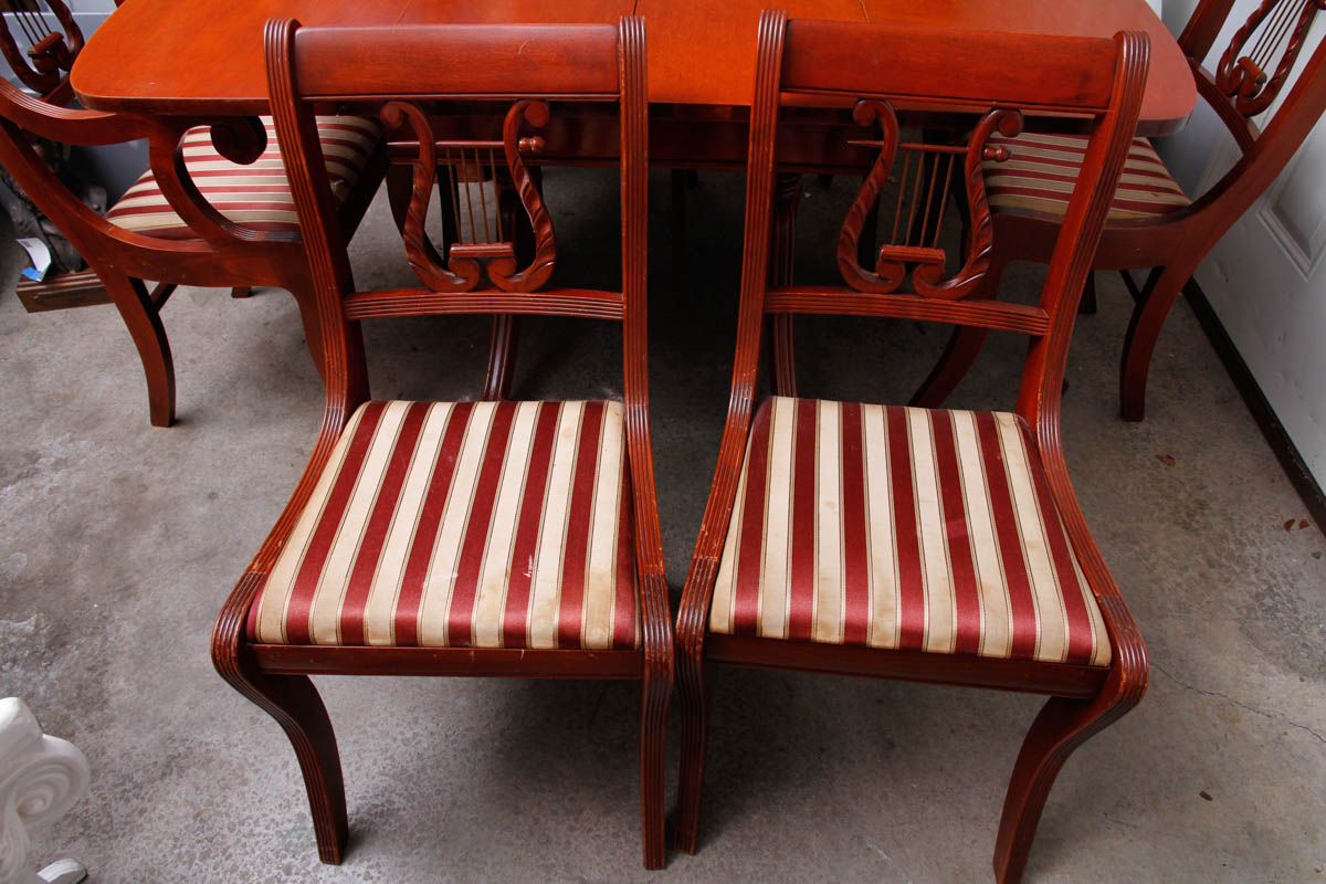 Vintage Federal Style Dining Table With Tell City Chairs