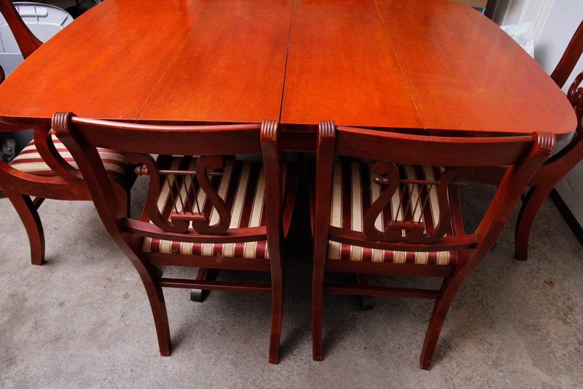 Vintage Federal Style Dining Table With Tell City Chairs