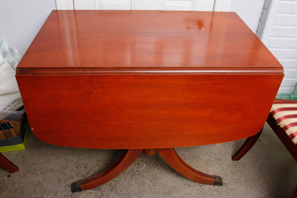 Vintage Federal Style Dining Table With Tell City Chairs