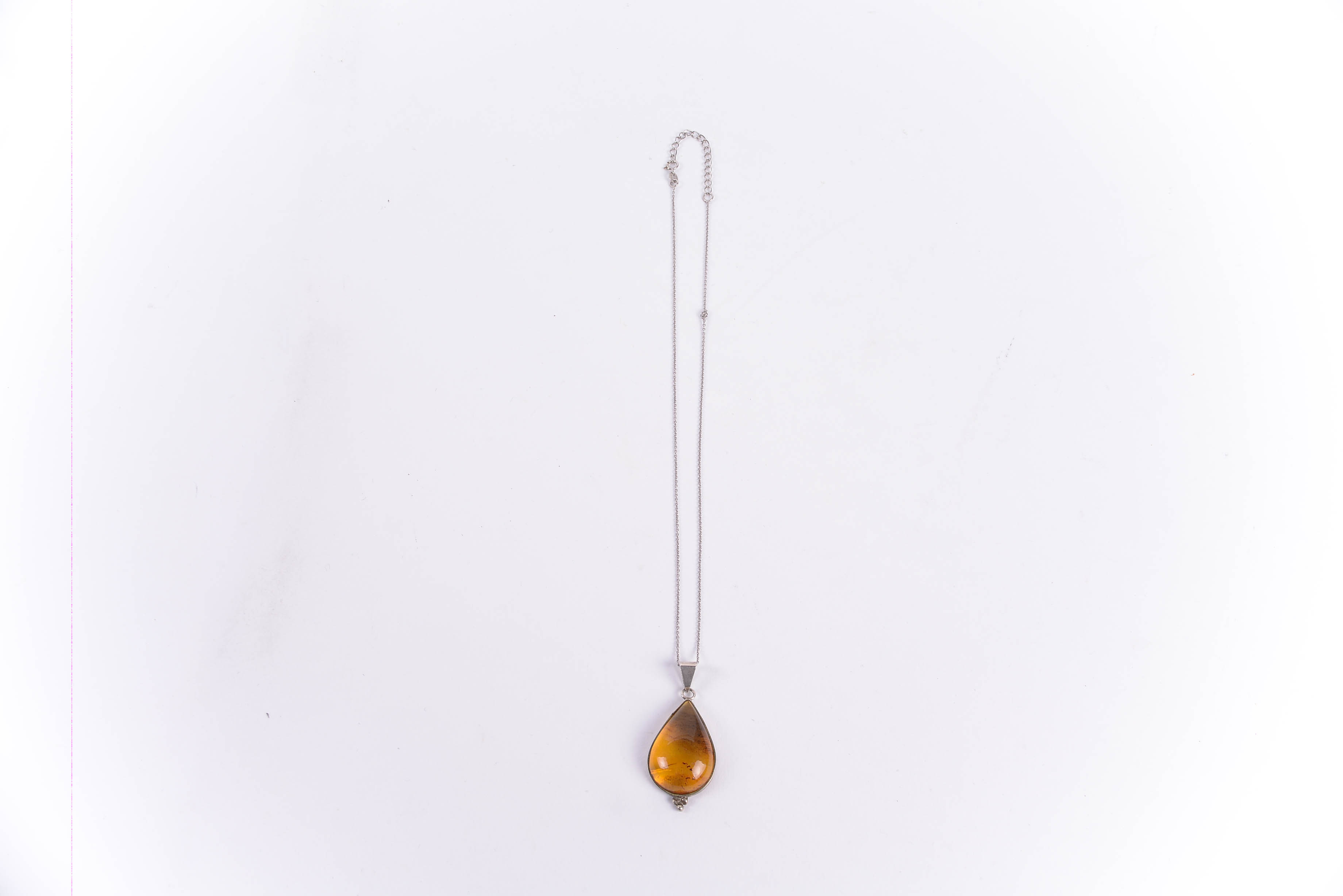Sterling Silver Necklace with Amber Pendant