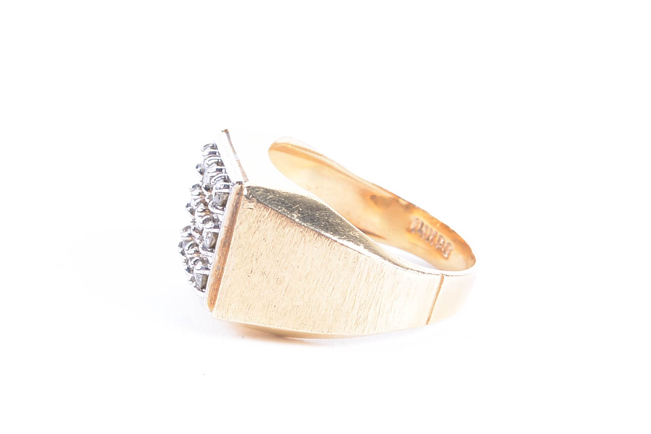 14K Yellow Gold Ring with Diamonds