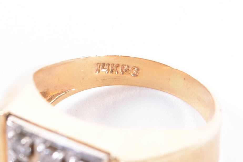 14K Yellow Gold Ring with Diamonds