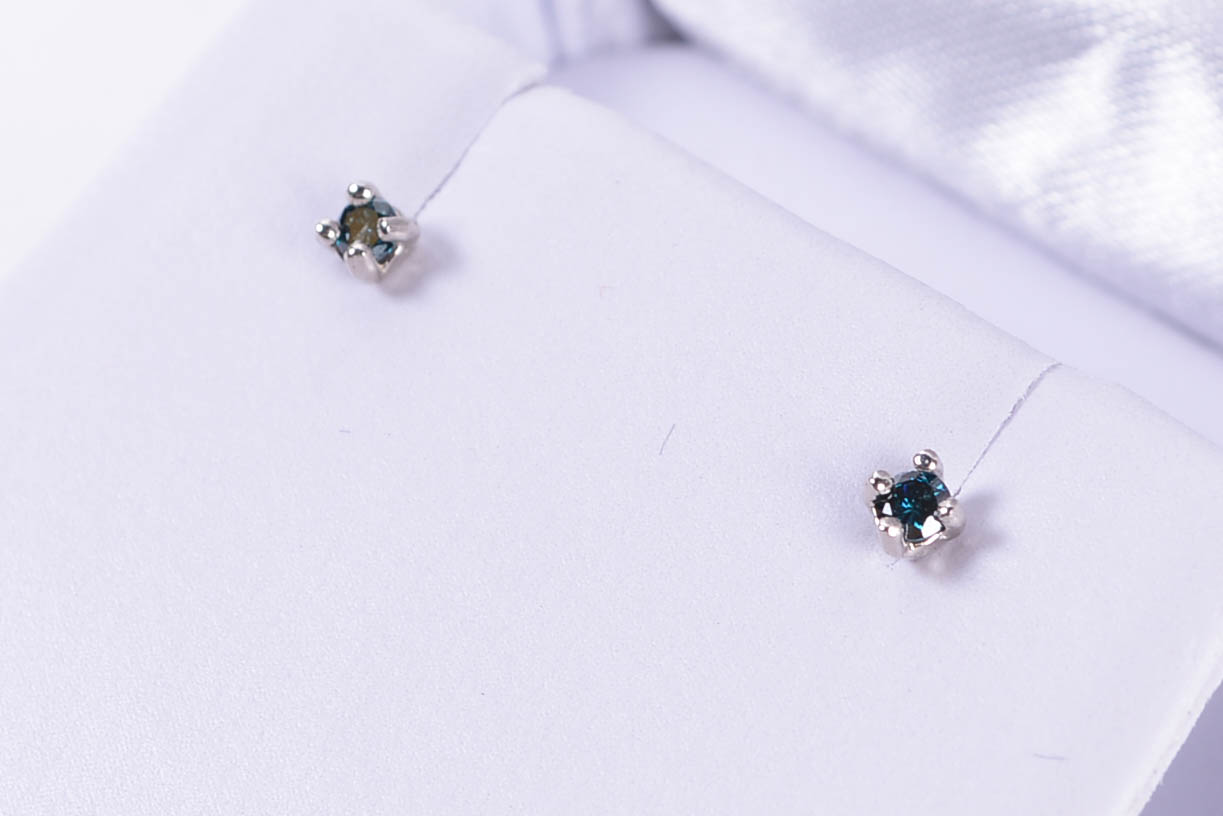 Sterling Silver Studs with Irradiated Diamonds