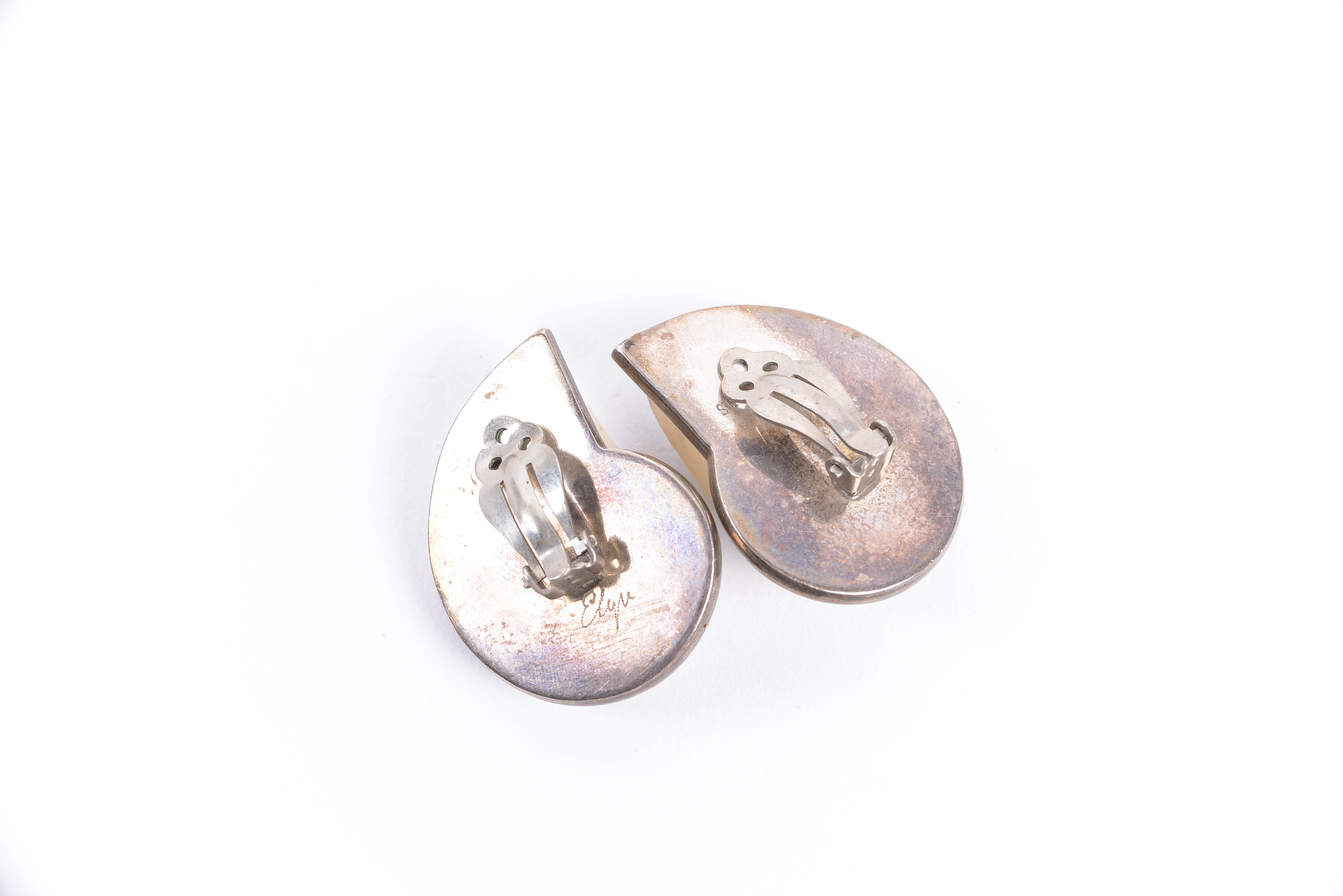 Sterling Silver Earrings with Dyed Nautilus Shell