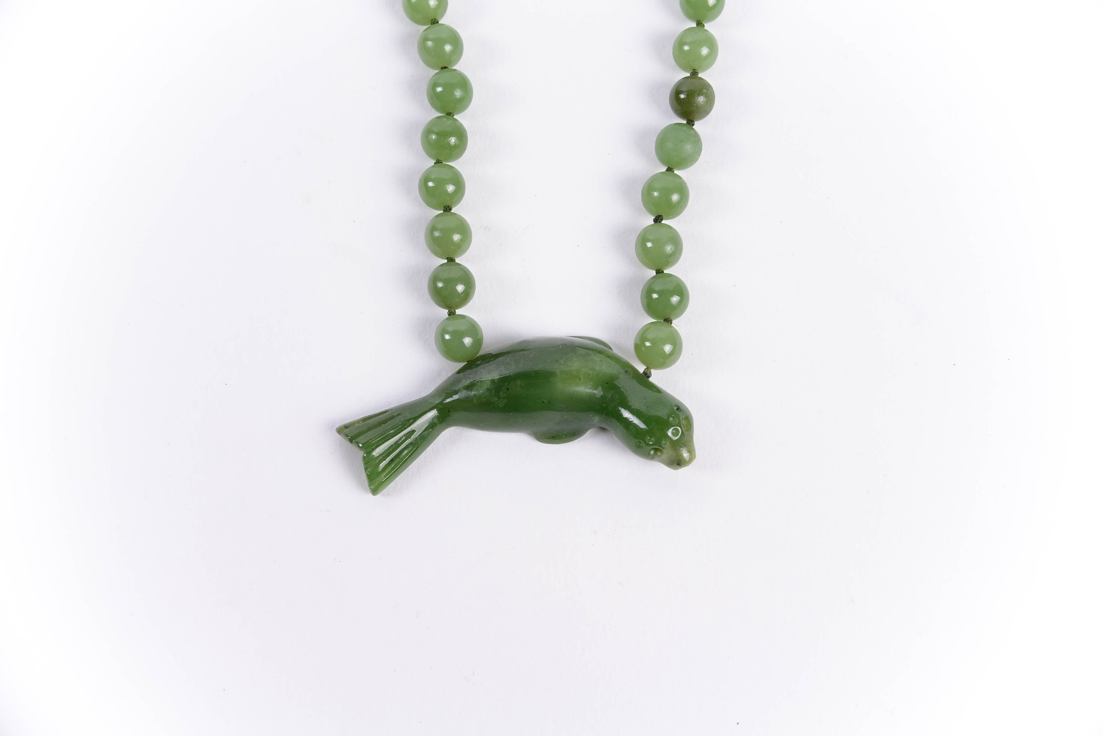 Nephrite Jade Necklace with Bird
