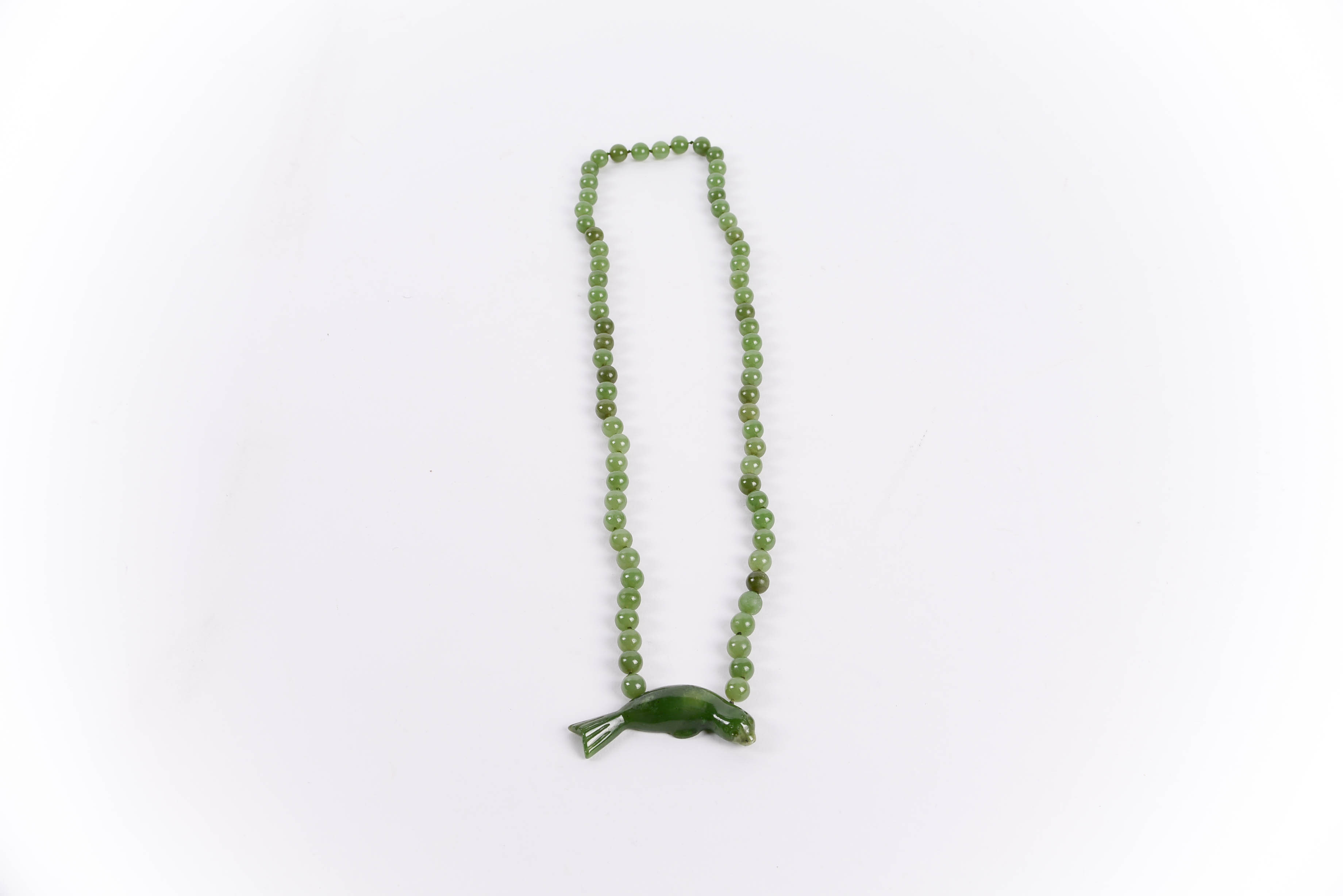 Nephrite Jade Necklace with Bird