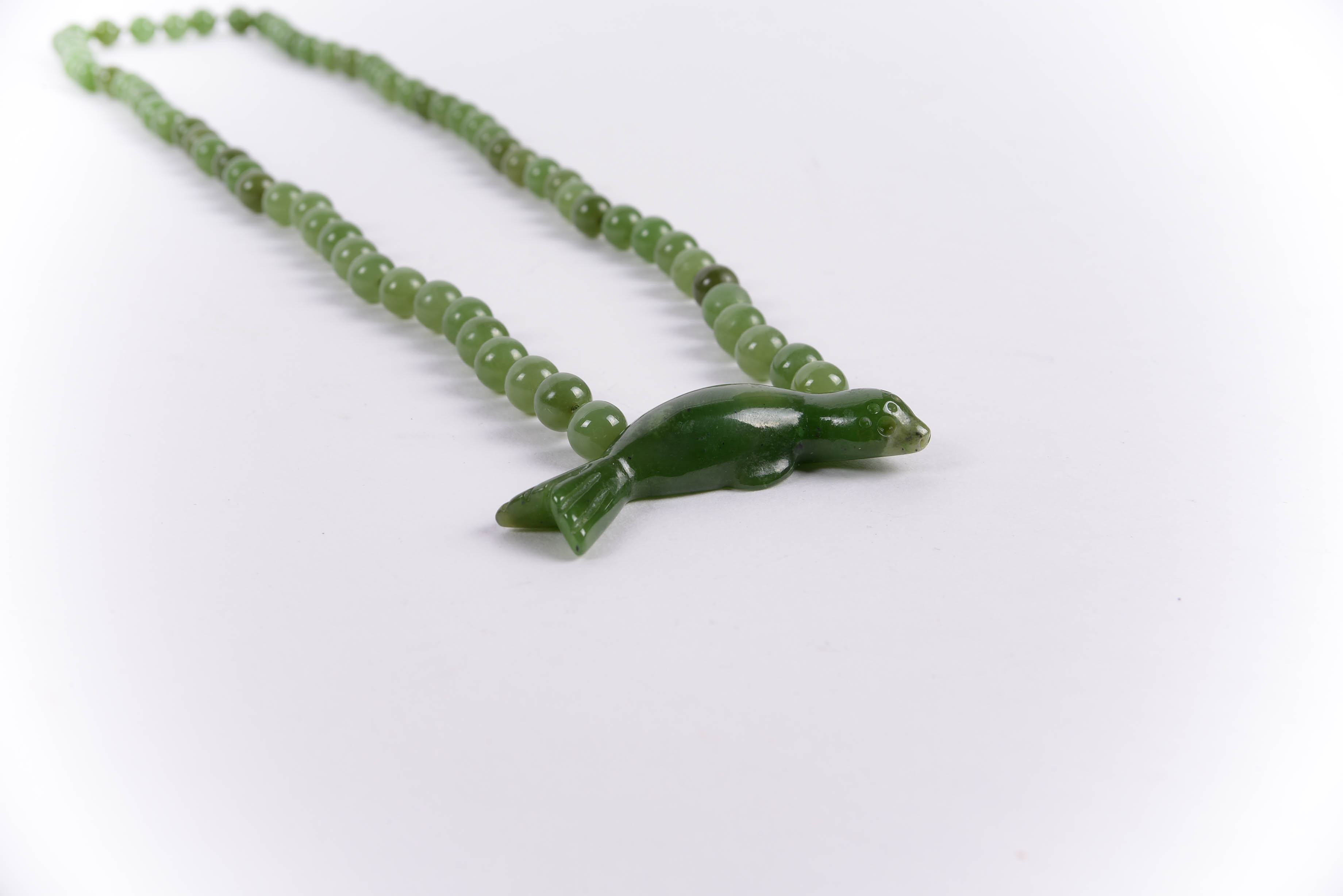 Nephrite Jade Necklace with Bird