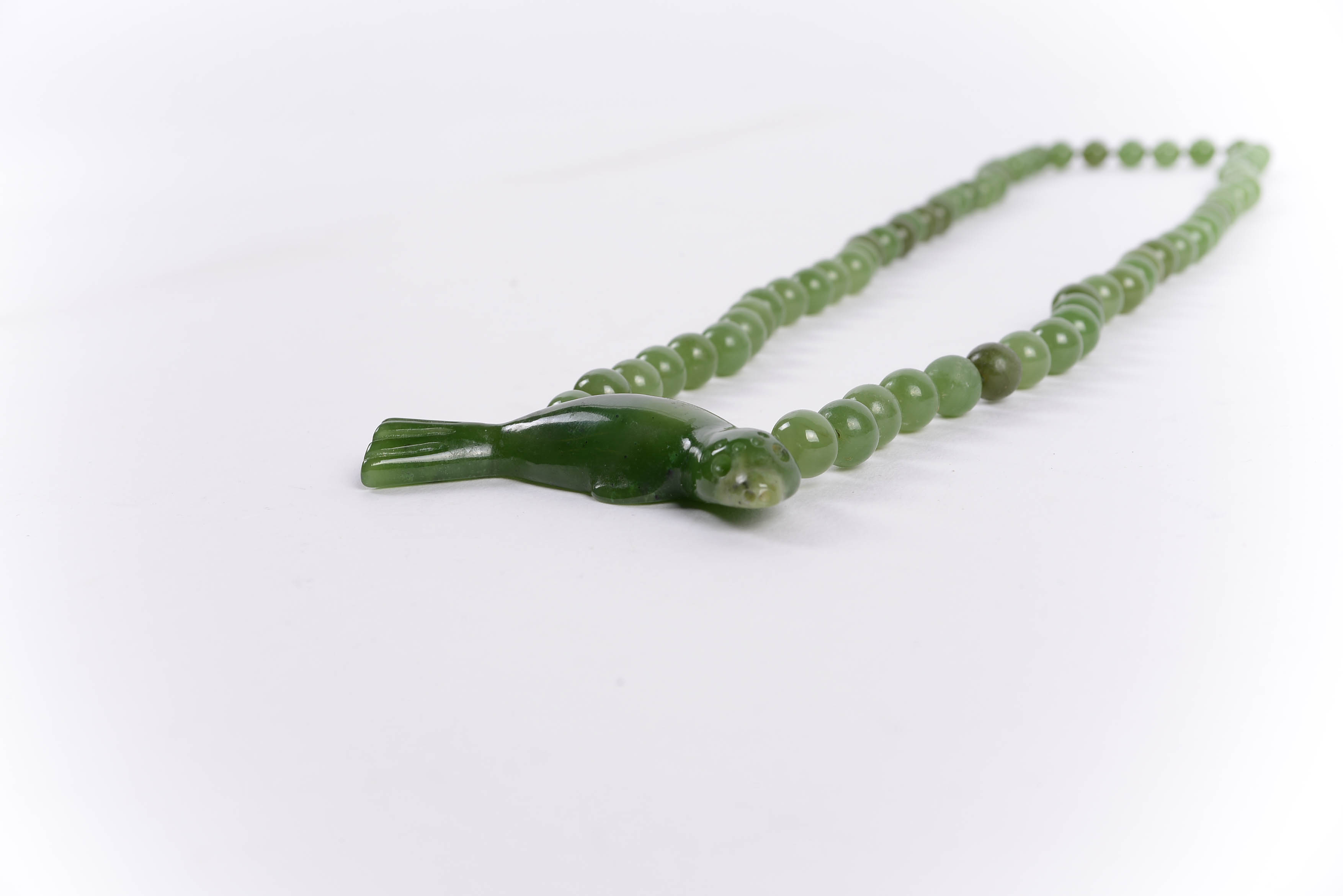 Nephrite Jade Necklace with Bird