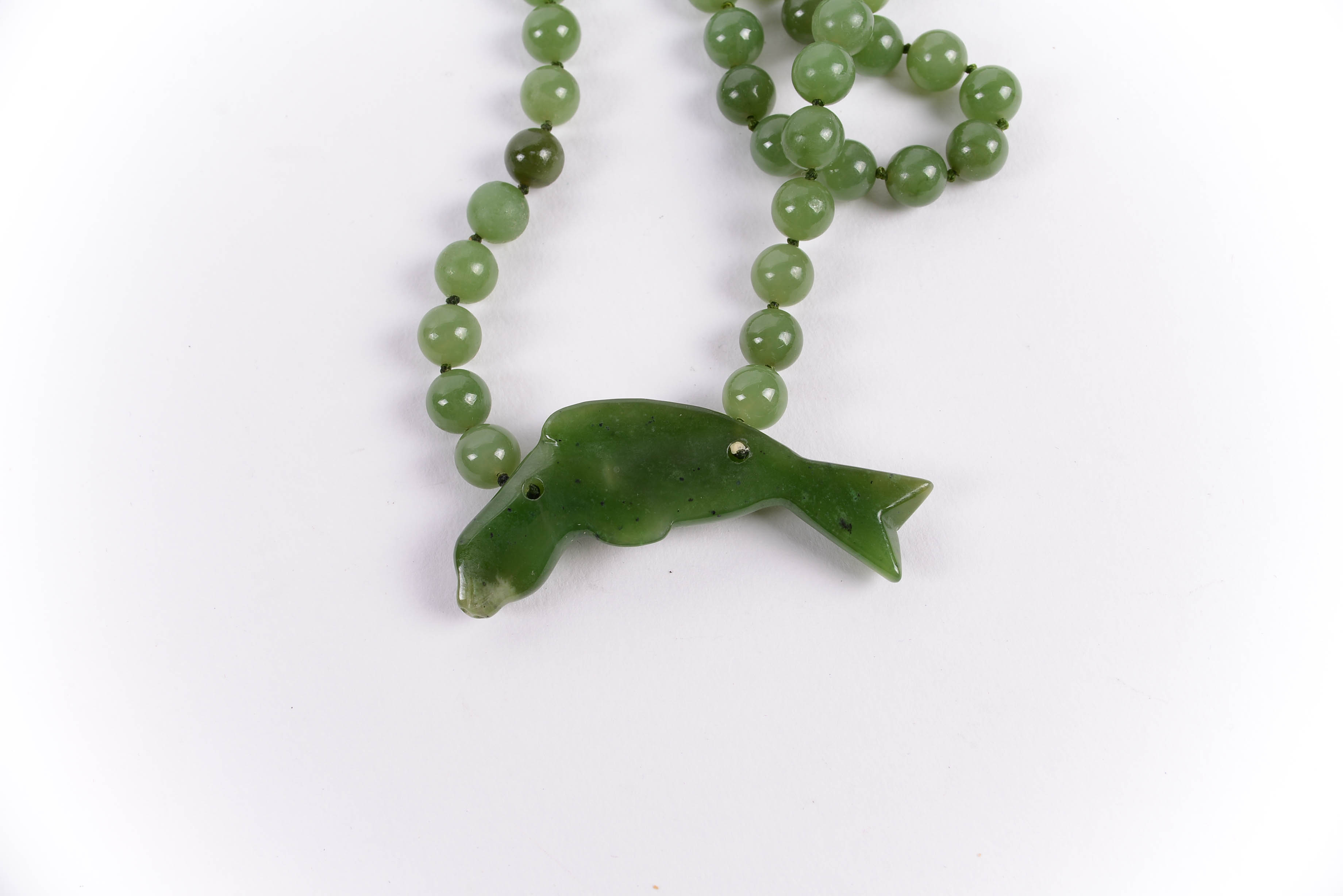 Nephrite Jade Necklace with Bird