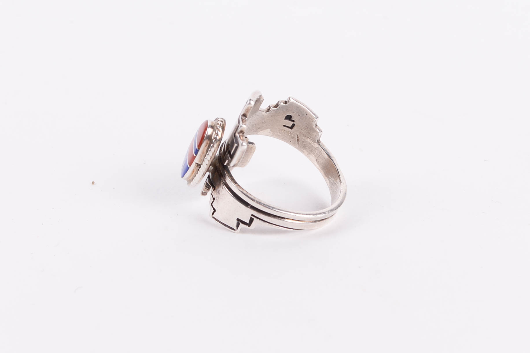 Sterling Silver Ring With Lapis Lazuli and Coral
