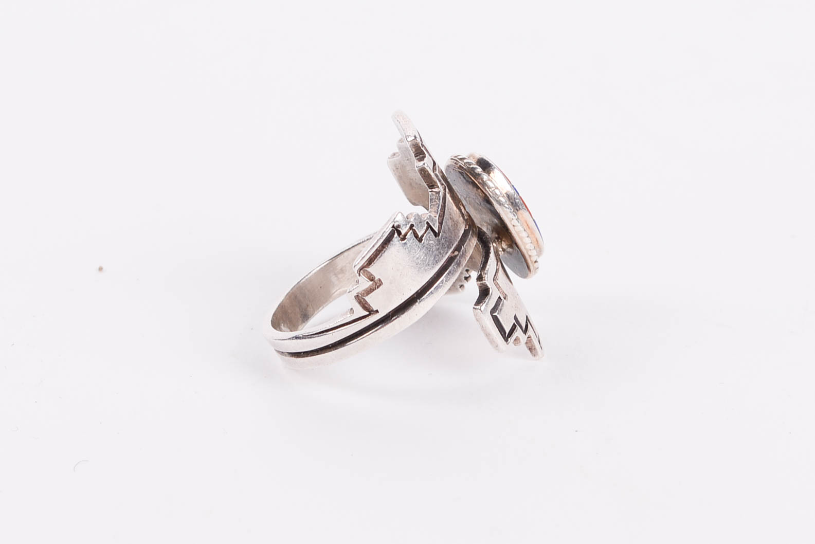 Sterling Silver Ring With Lapis Lazuli and Coral