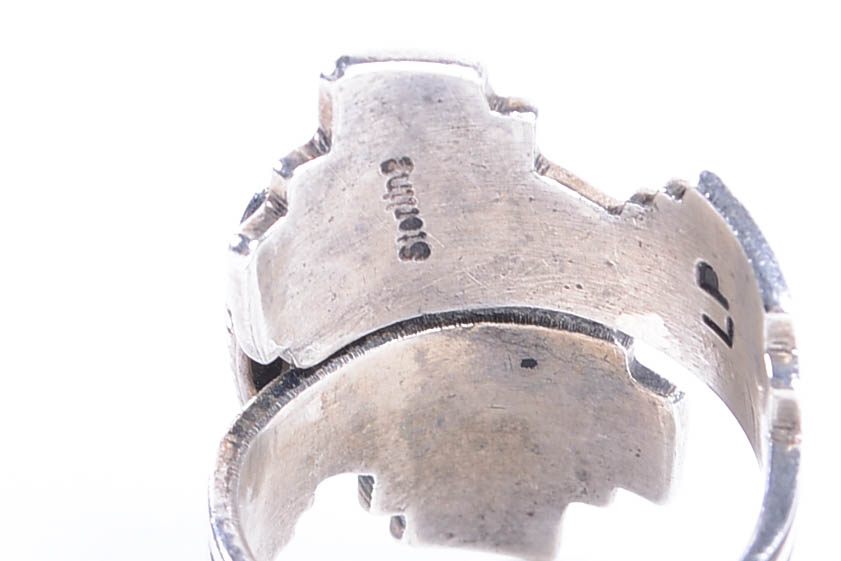 Sterling Silver Ring With Lapis Lazuli and Coral