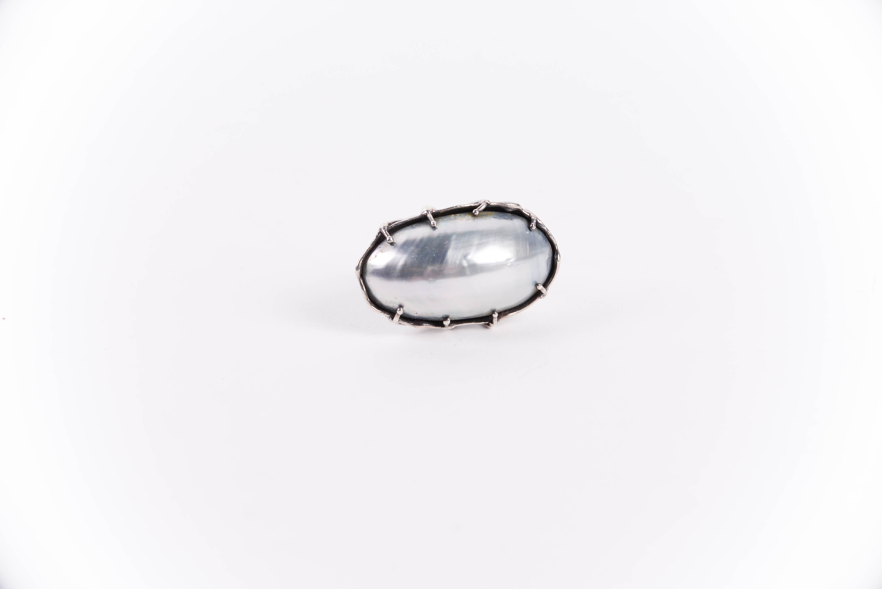 Silver Ring with Dyed Shell