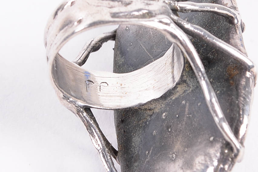 Silver Ring with Dyed Shell