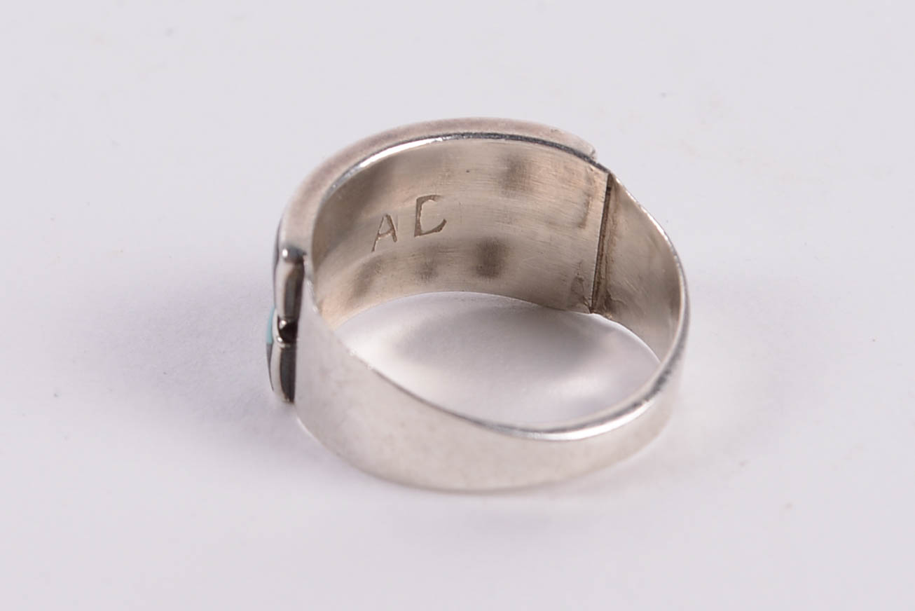 Sterling Silver and Silver Rings with Turquoise and Mother of Pearl