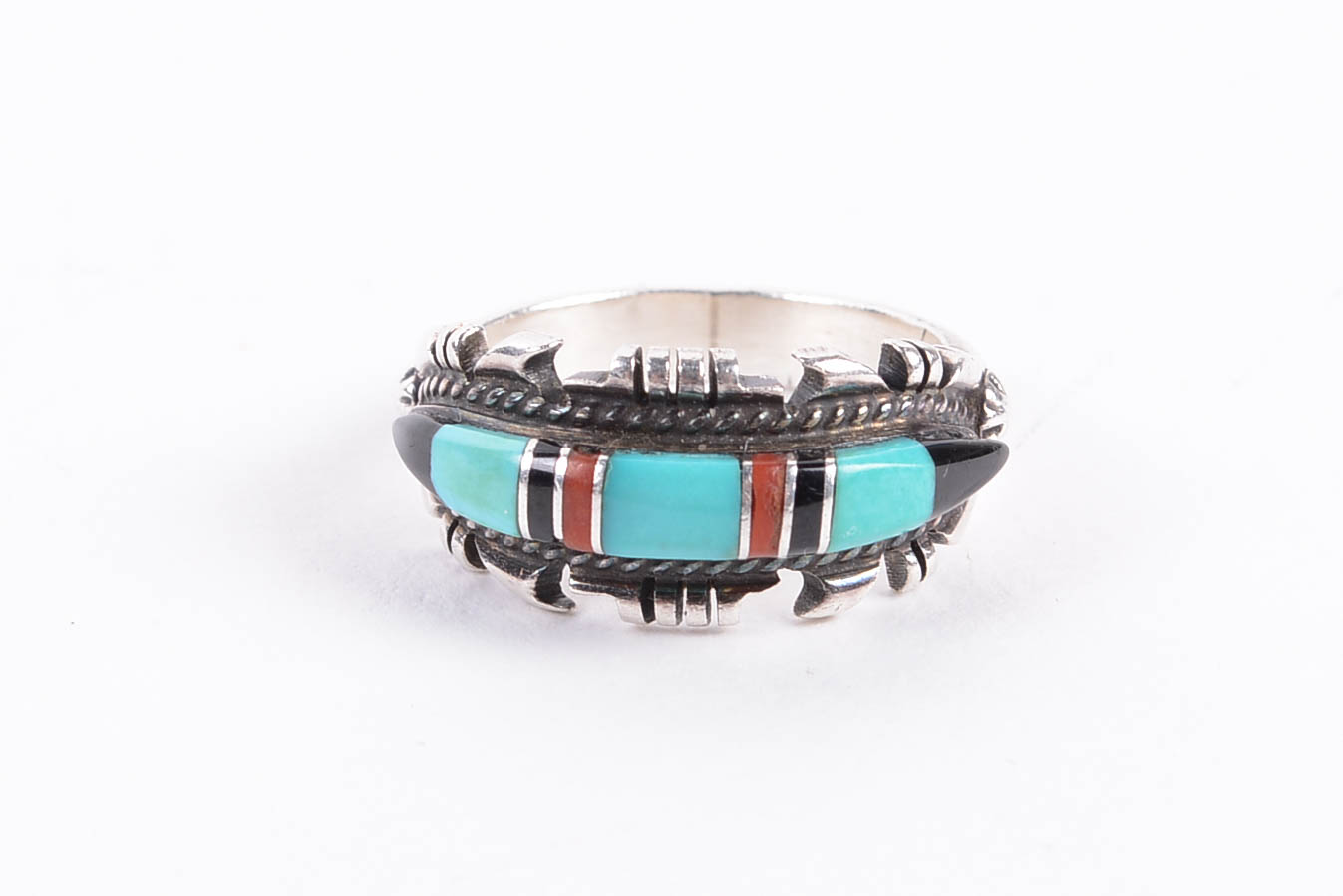 Sterling Silver and Silver Rings with Turquoise and Mother of Pearl