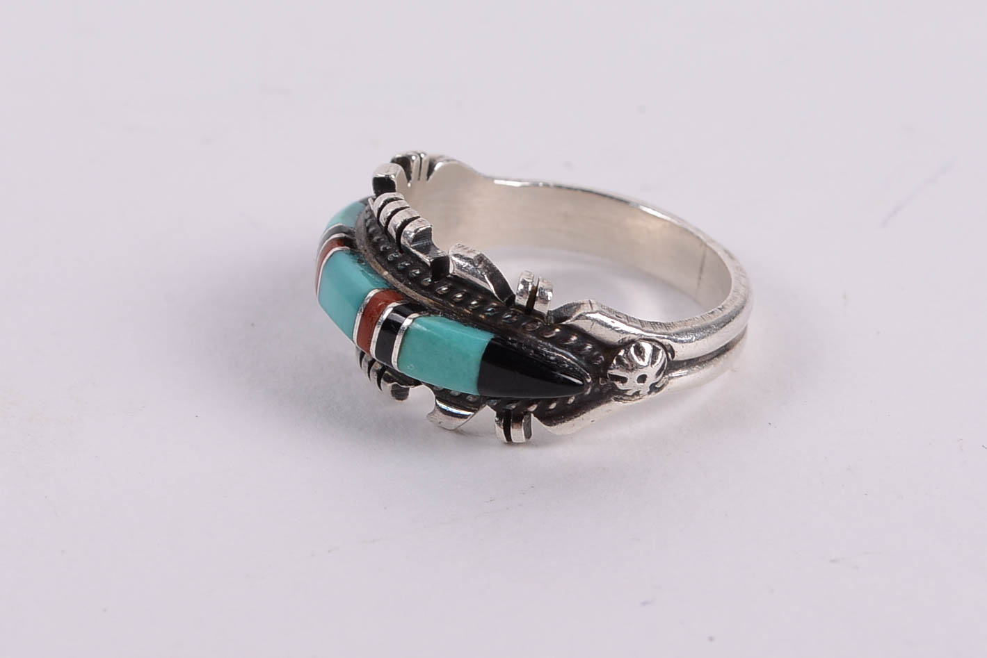 Sterling Silver and Silver Rings with Turquoise and Mother of Pearl