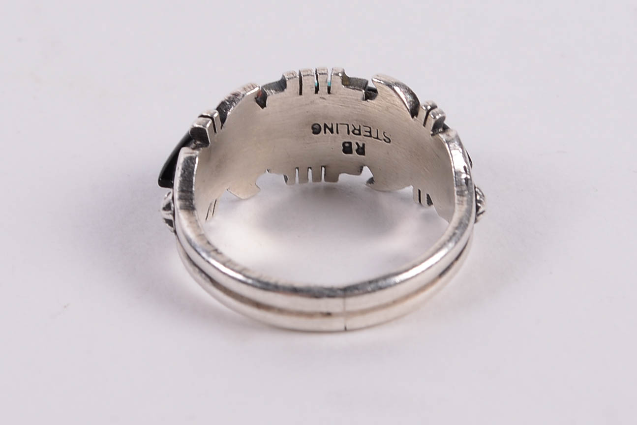 Sterling Silver and Silver Rings with Turquoise and Mother of Pearl