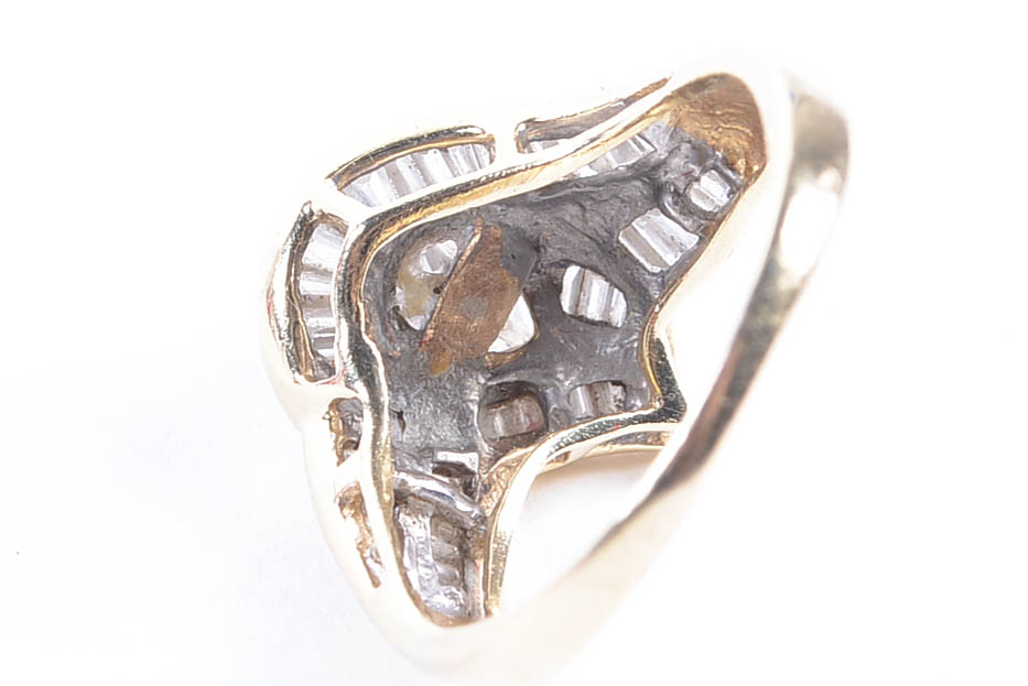 14K Yellow Gold Ring with Diamonds