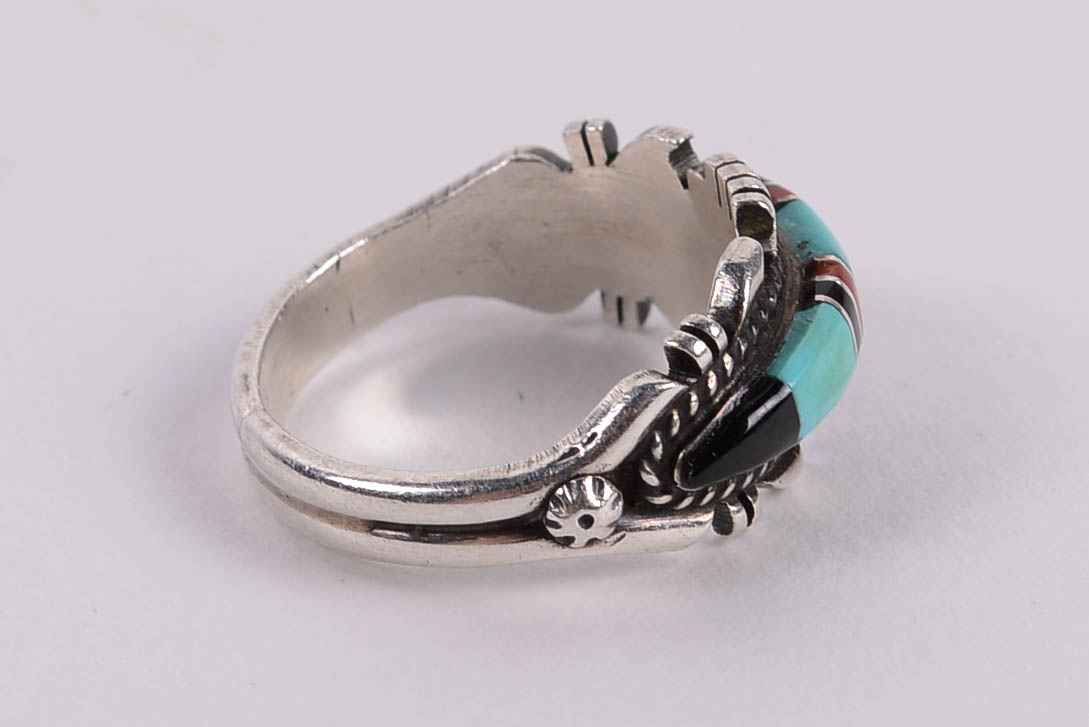 Sterling Silver and Silver Rings with Turquoise and Mother of Pearl