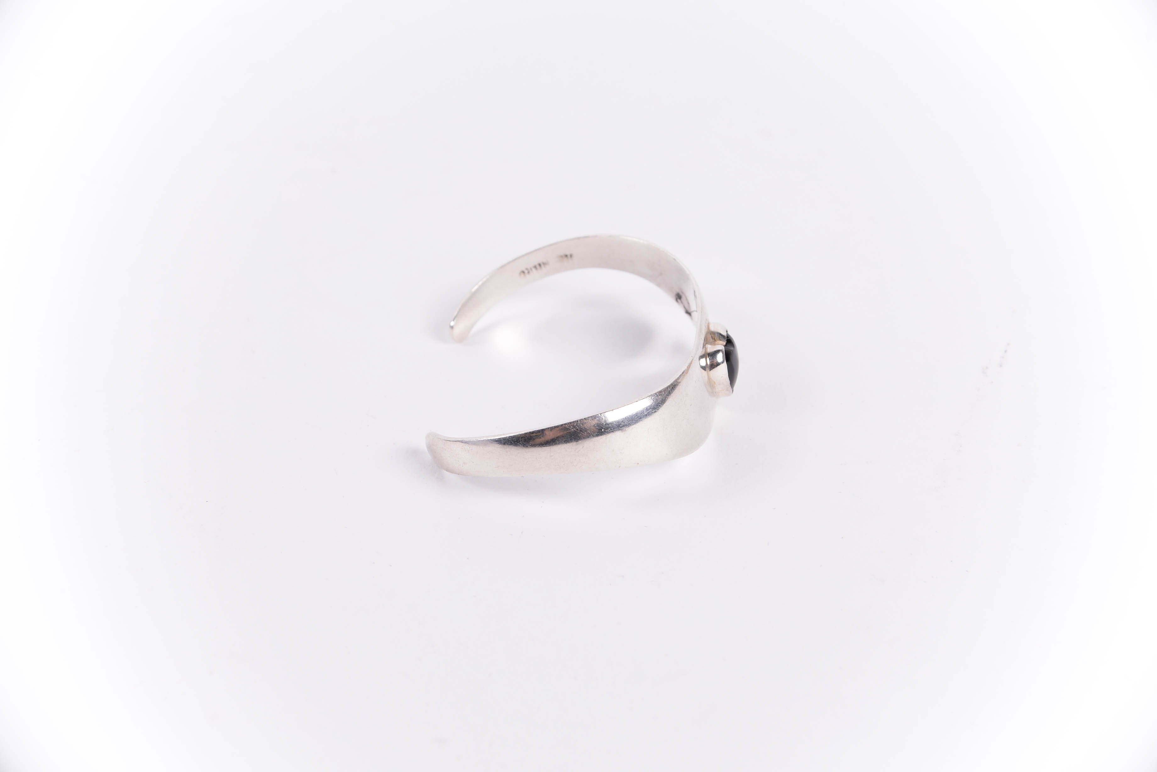 Sterling Silver Cuff with Black Onyx and David Sigal Smoky Quartz Pendant