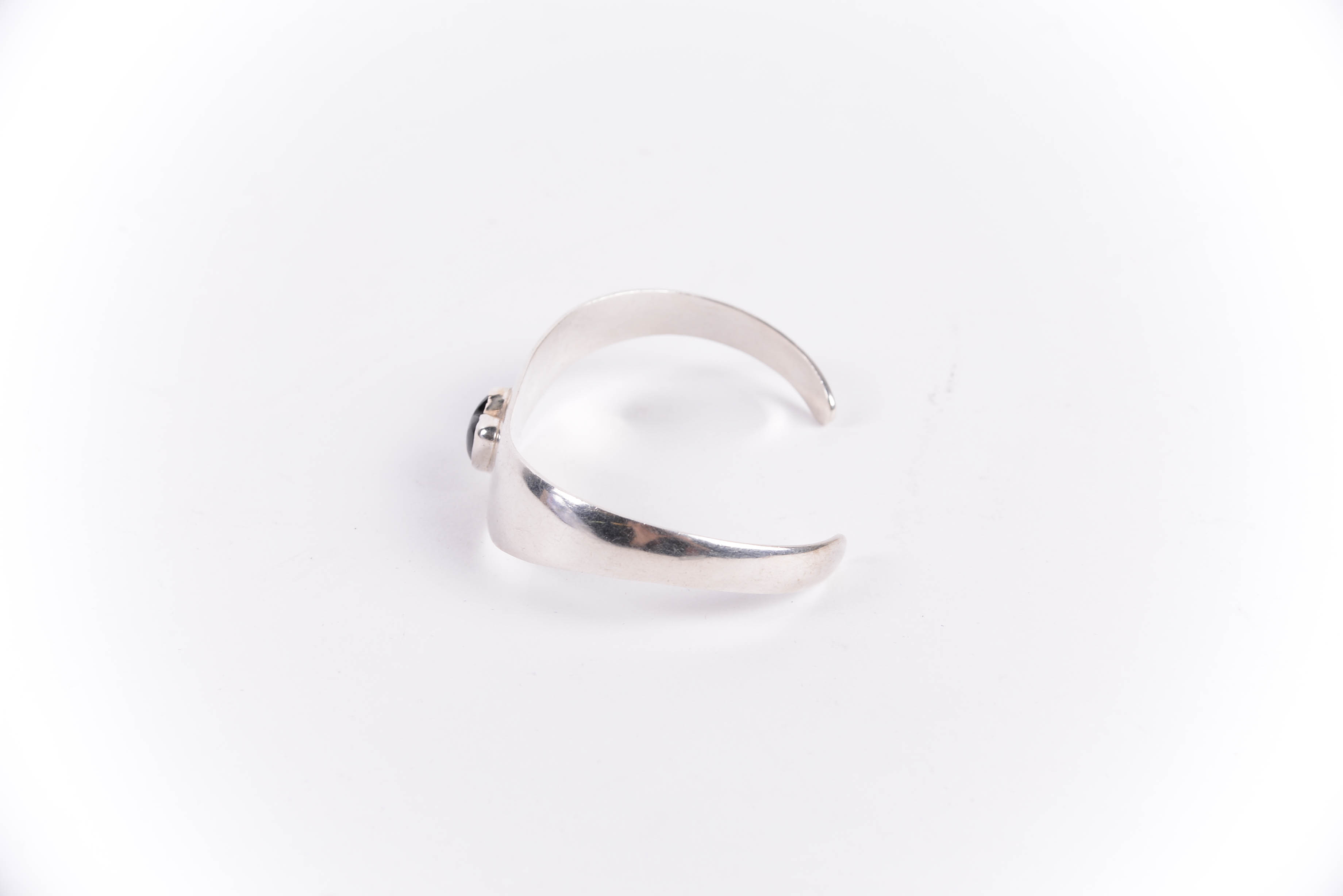 Sterling Silver Cuff with Black Onyx and David Sigal Smoky Quartz Pendant