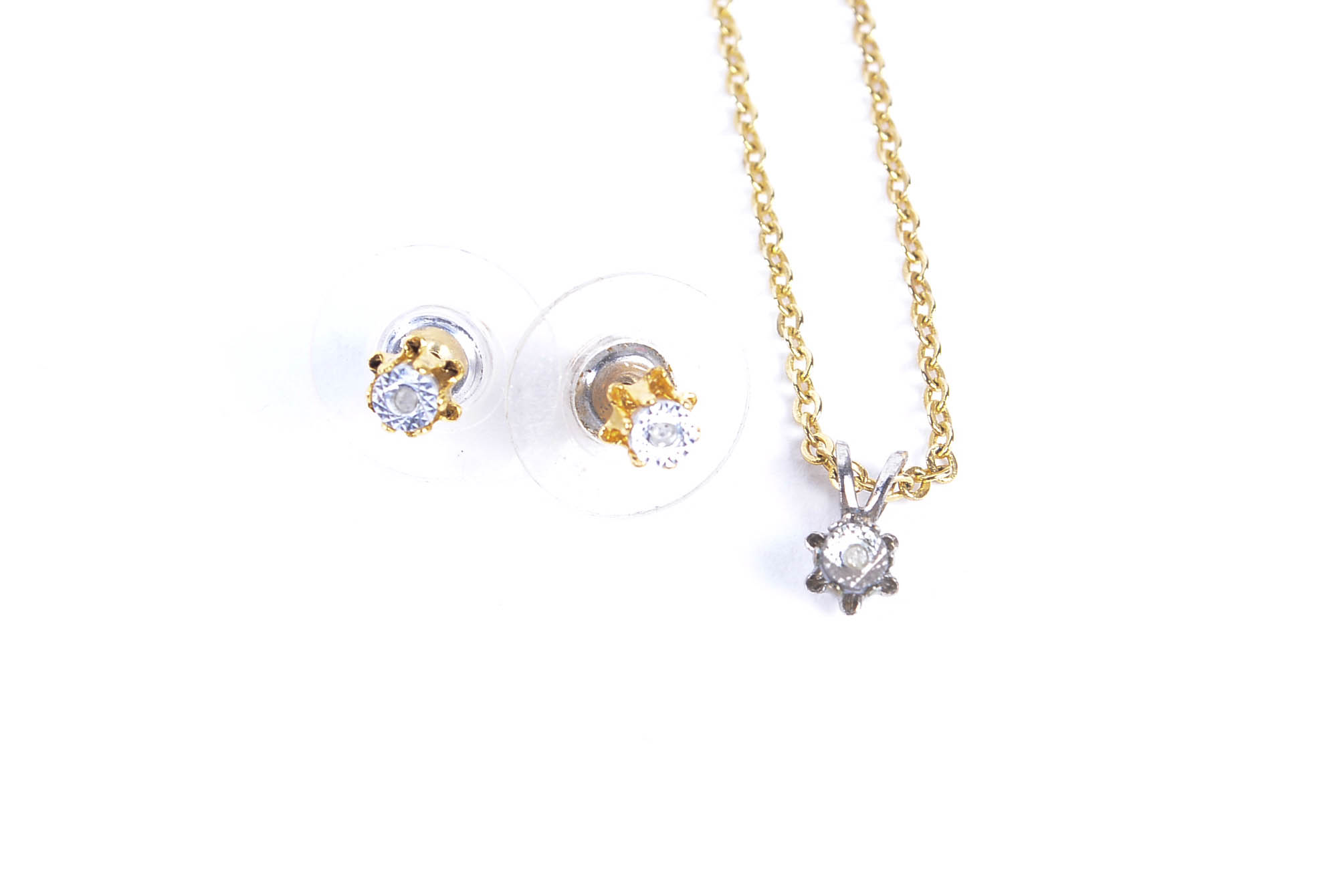 Diamond Stud Earrings and Pendant Necklace