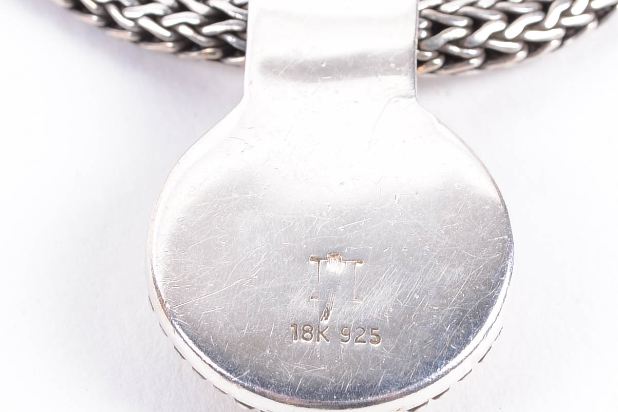 John Hardy Sterling Silver and 18K Yellow Gold Chain with Dot Pendant