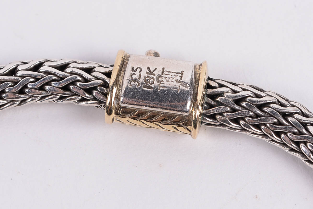 John Hardy Sterling Silver and 18K Yellow Gold Chain with Dot Pendant