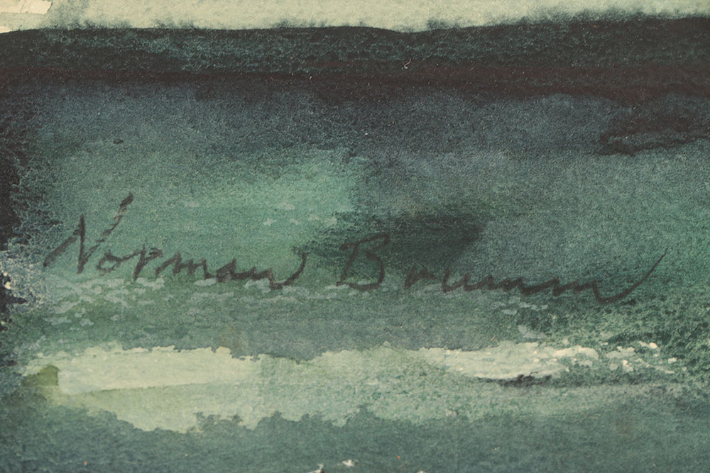 Norman Brumm Watercolor Painting on Paper Seascape