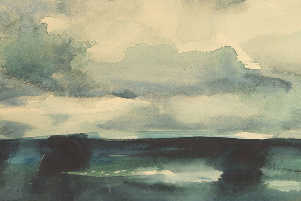 Norman Brumm Watercolor Painting on Paper Seascape