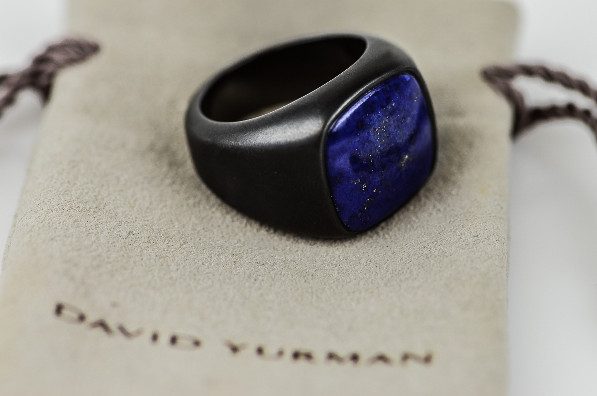 Men's David Yurman Black Titanium and Lapis Lazuli Signet Ring