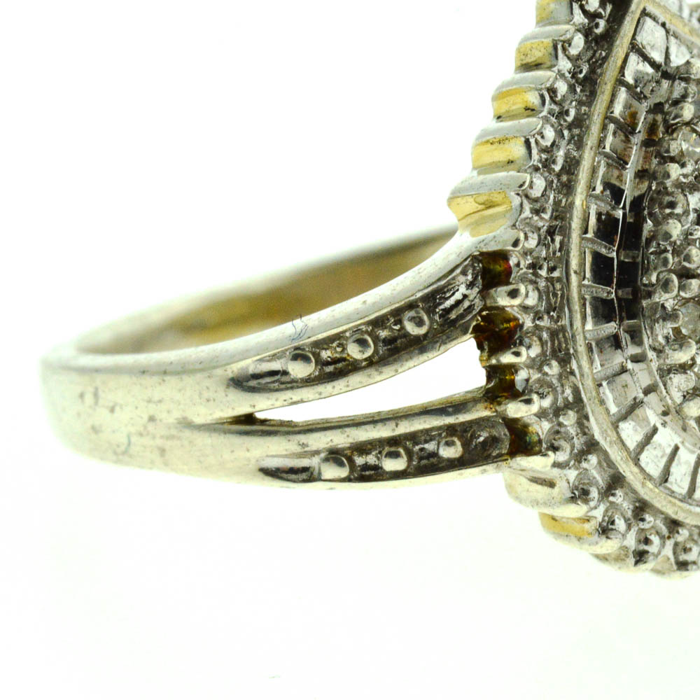 Diamond Teardrop Sterling Silver Ring