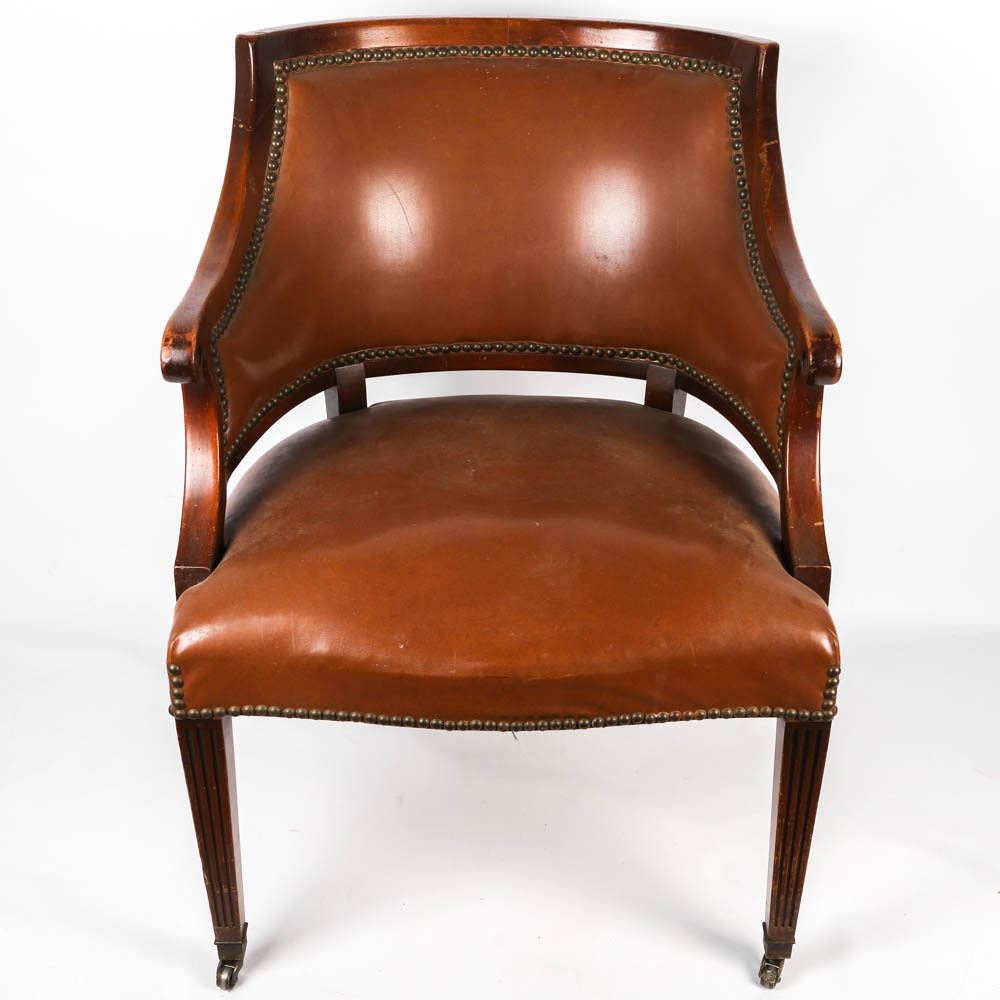 Vintage Regency Style Barrel Back Armchair