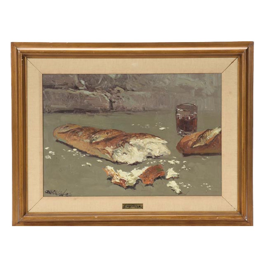 Eustaquio Segrelles Original Oil on Canvas "Con Pan y Vino"