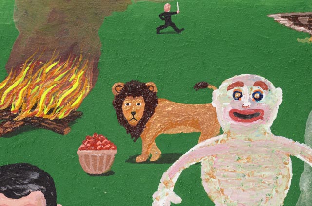 Tim Wirth Original Mixed Media Painting on Birch Panel Construction "Lord Have Mercy"