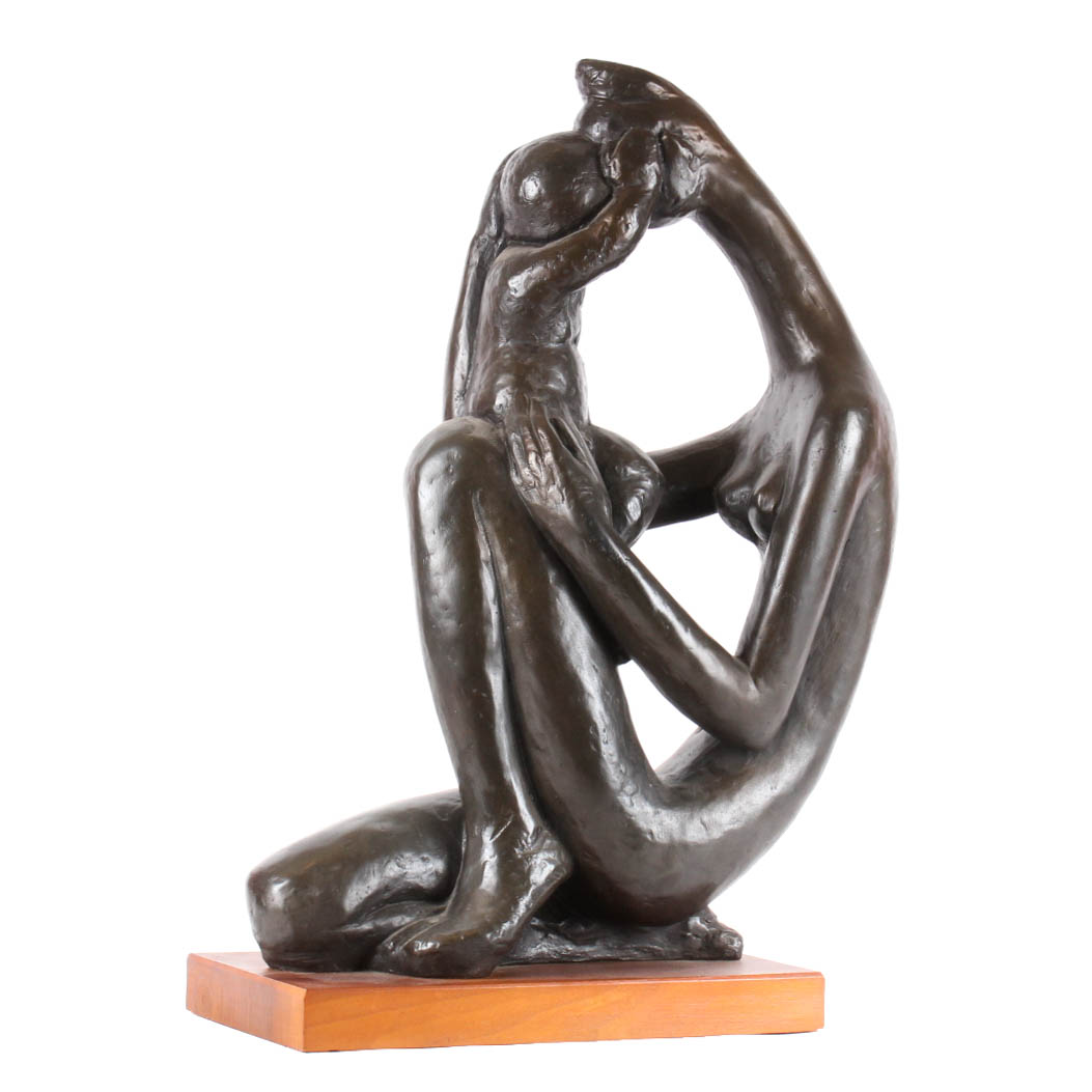 Austin Prod Inc. Cast Bronze Sculpture of Mother and Child