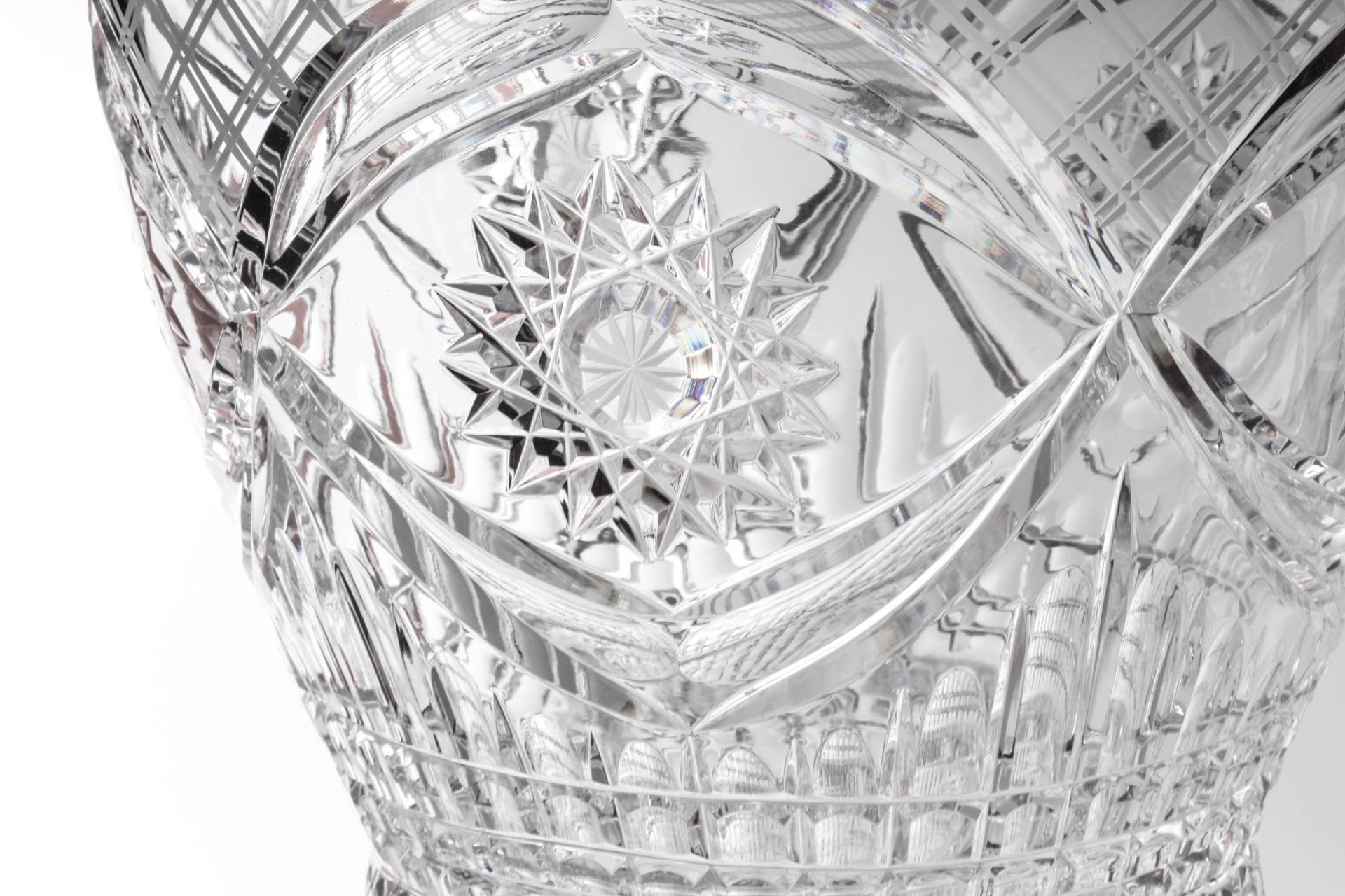 Vintage Oversized Bohemian Cut Glass Vase