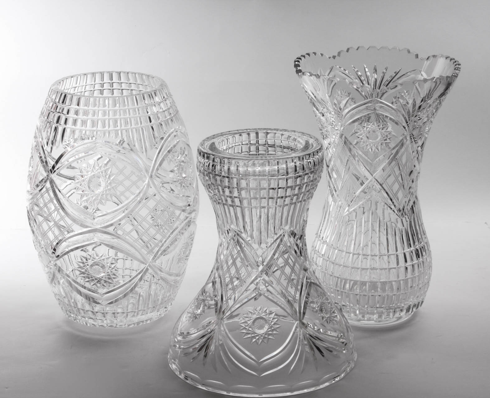 Vintage Oversized Bohemian Cut Glass Vase