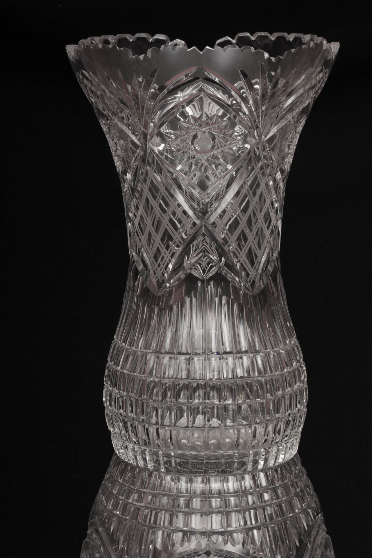 Vintage Oversized Bohemian Cut Glass Vase
