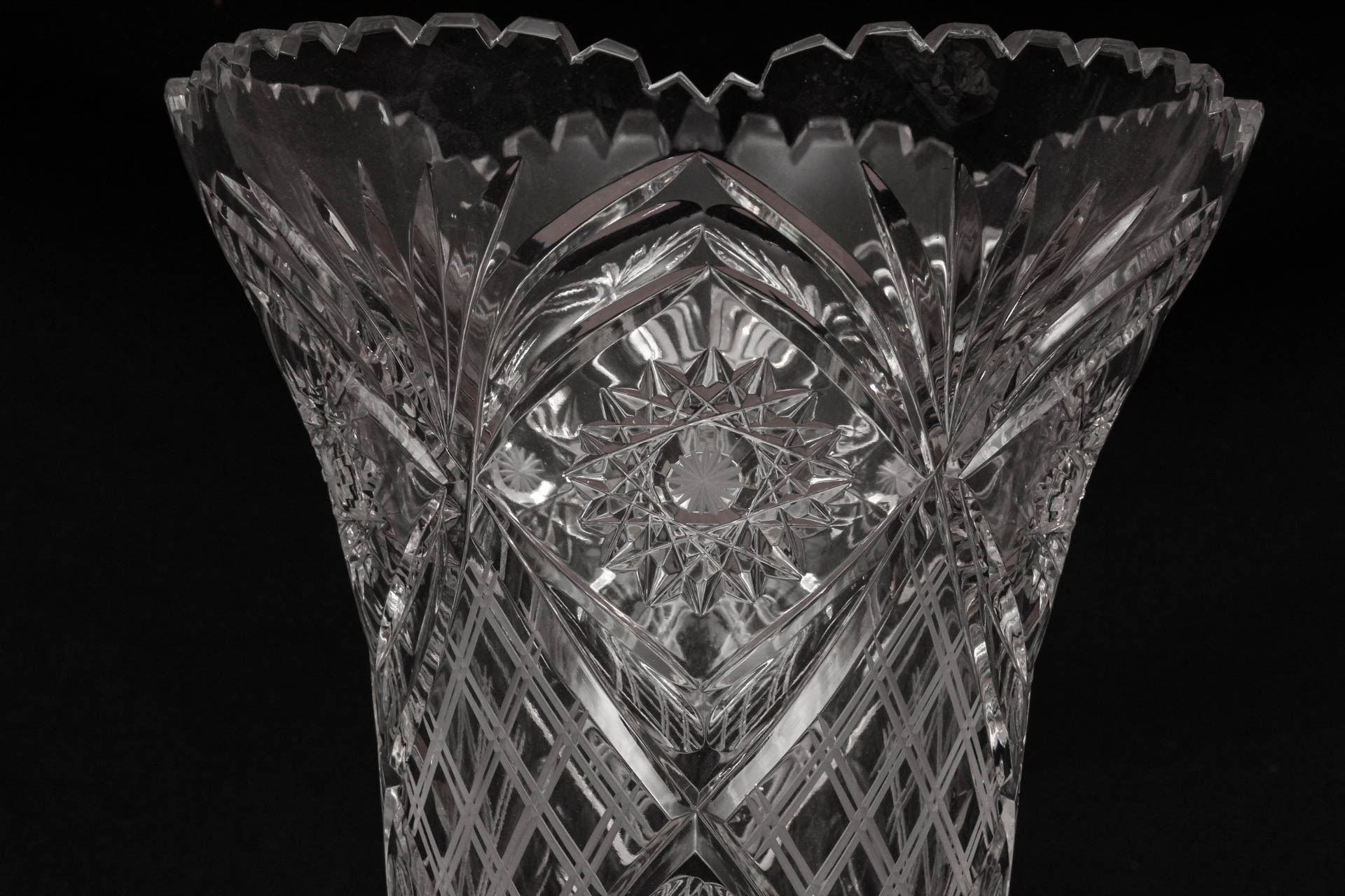 Vintage Oversized Bohemian Cut Glass Vase
